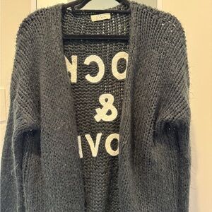 Elan Gray Relaxed Fit Chunky Knit Cardigan